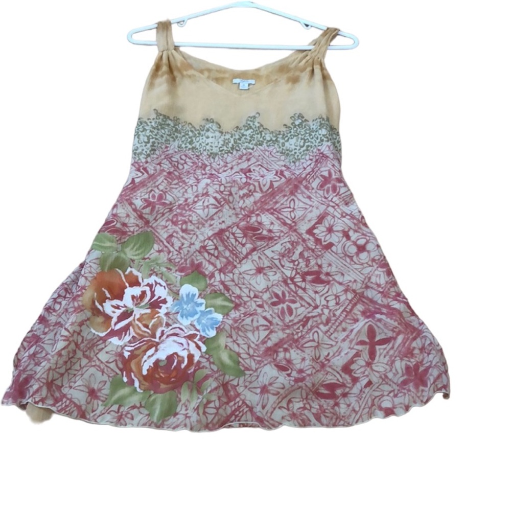 J. Jill 100% silk long blouse size M floral